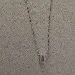 Sterling silver necklace letter D charm